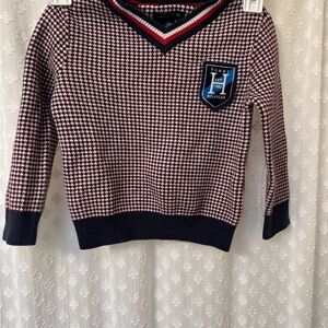 Tommy Hilfiger Houndstooth 2T-3T Varsity Crest Sweater. 100% Cotton